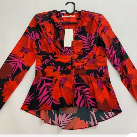 NWT Veronica Beard Floral Pervero Blouse Size 0 - Picture 4 of 14